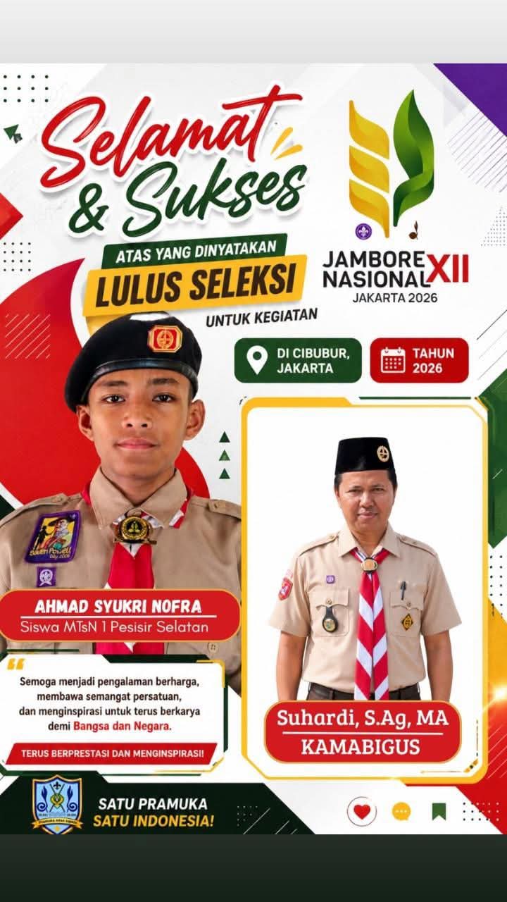 Siswa MTsN 1 Pesisir Selatan Lolos Jambore Nasional XII Tahun 2026