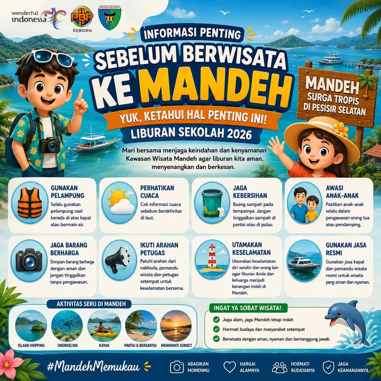 Disparbudpora Pessel Gencarkan Edukasi Keselamatan Wisata Mandeh Selama Liburan Sekolah