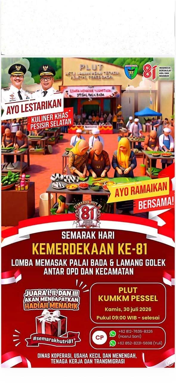 Meriahkan HUT RI, Bupati Hendrajoni Dorong Pelestarian Kuliner Khas Pesisir Selatan