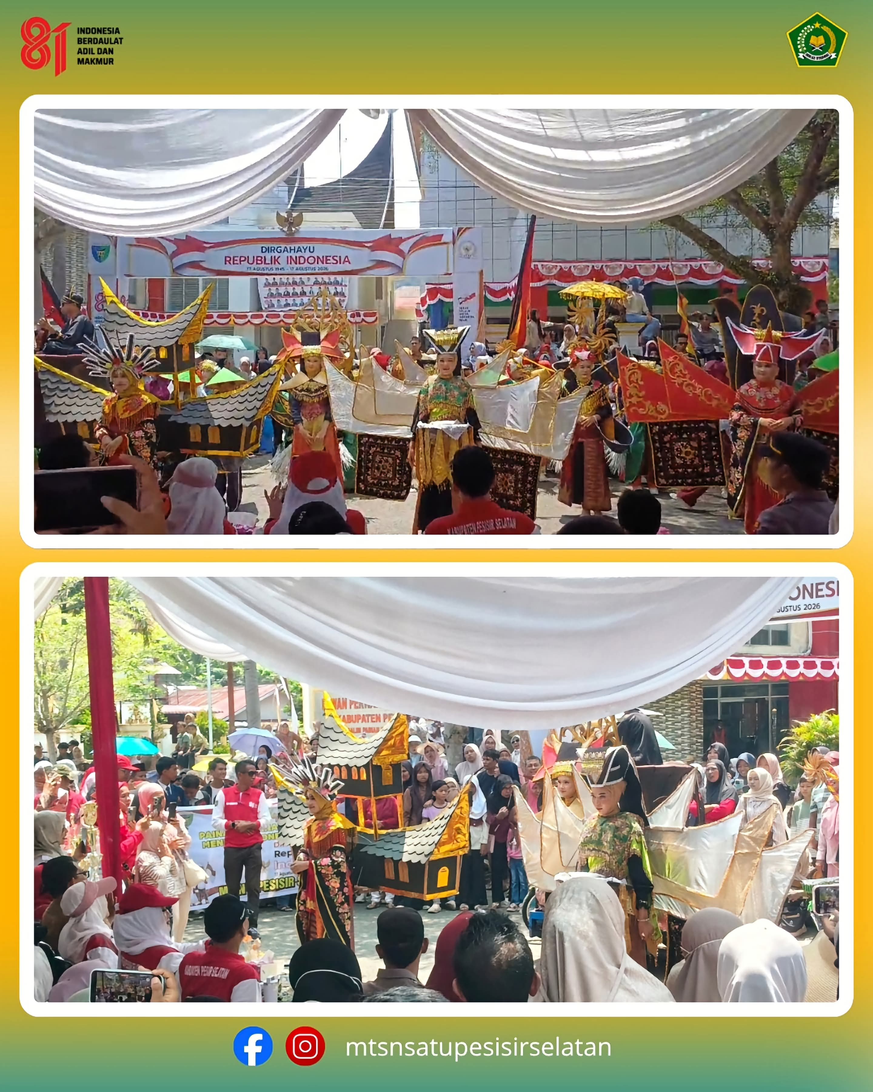 MTsN 1 Pesisir Selatan Juara I Pawai Alegoris HUT ke-81 RI