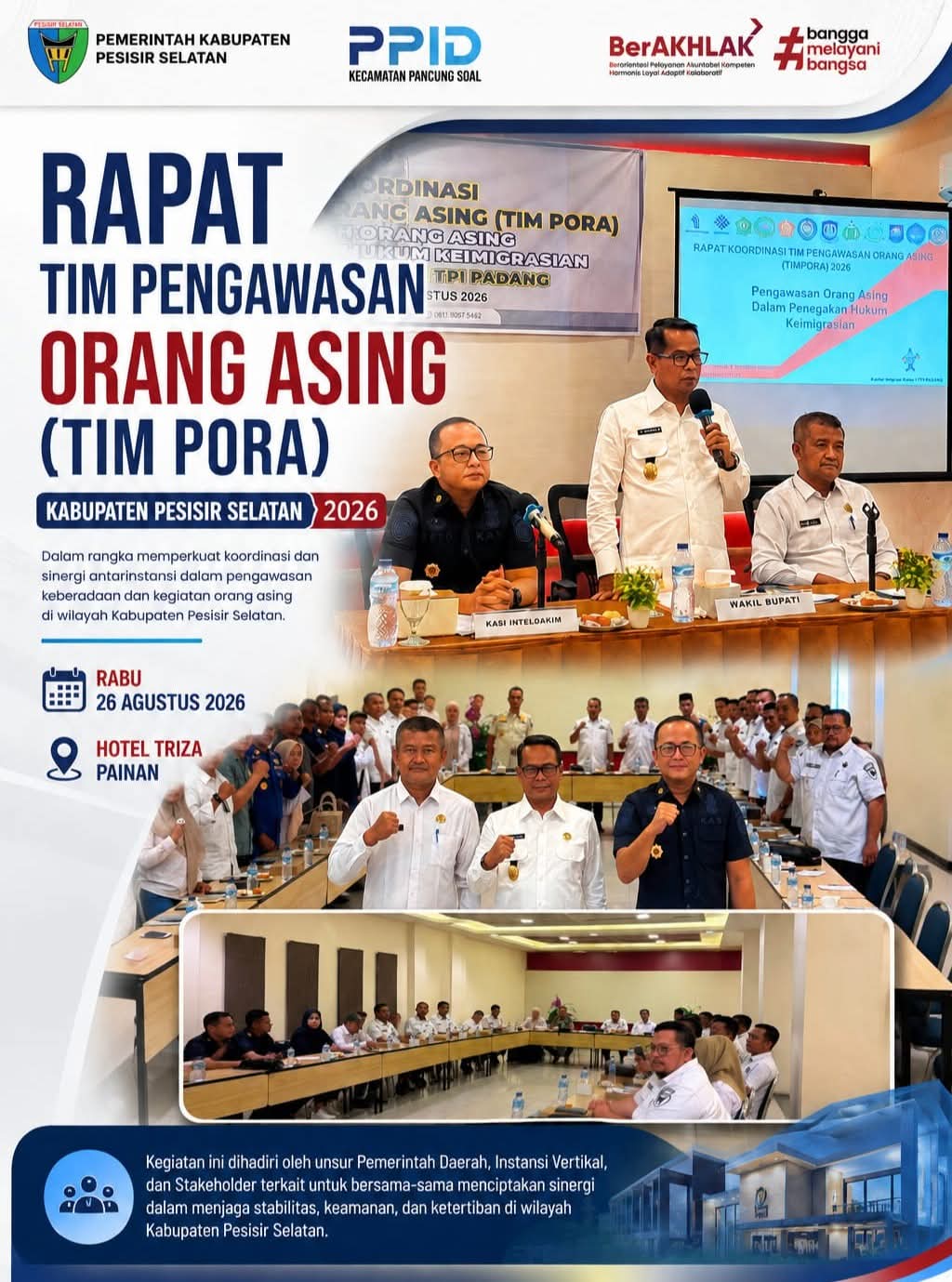 Wabup Risnaldi Ibrahim Tekankan Sinergi Pengawasan Orang Asing di Pesisir Selatan