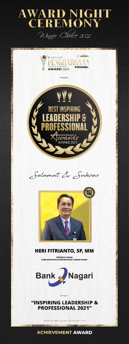 Pemkab Pessel Apresiasi Mantan Pimpinan Bank Nagari Painan Terima Penghargaan Best Inspring Leadership and Profesional Awards Winner 2021  