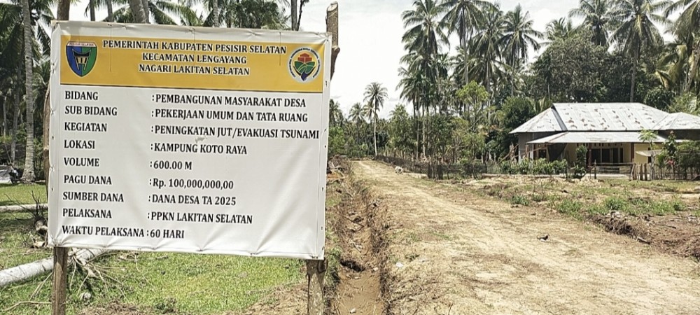 Berkat Semangat Gotong Royong, Pembangunan Jalan Evakuasi Tsunami Tercapai 1,2 Kilometer